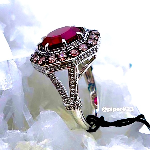 NWT Judith Ripka Ruby & Rhodolite Casablanca Sterling Silver Cocktail Ring - 8 - Picture 5 of 9
